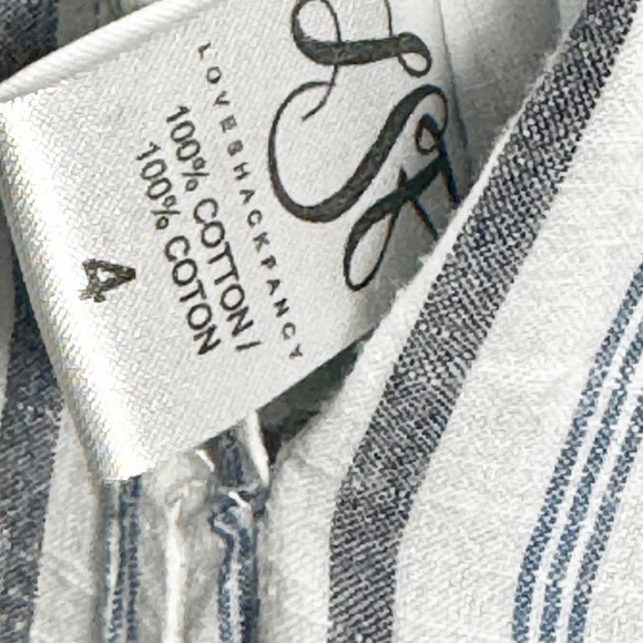 LoveShackFancy Edeline Navy Blue Stripped Sleeveless Ruffled Hem Jumpsuit Sz 4 - Picture 12 of 12